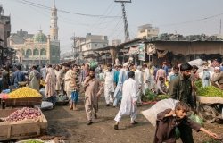 Lahore, Pakistan. October 2019: busy trade at Lahore wholesale vegetable market