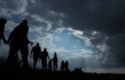 Silhouettes of migrants