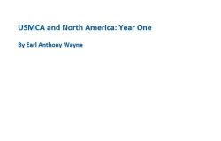 cover - USMCA and North America: Year One