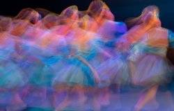 Long exposure photo of ballet dancers moving
