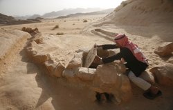 A water system in the landscape of the Wadi Rum Desert in Jordan