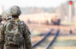 US Soldier stands in Lithuania, 2019