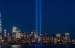 9/11 Light Memorial over the NYC Skyline