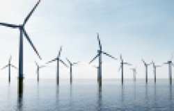 Offshore wind turbines in ocean