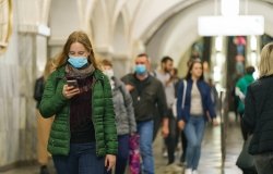 Moscow, Russia- September 14, 2020: Moscow subway station exterior in the autumn.