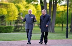 Modi and Putin Walking Outside