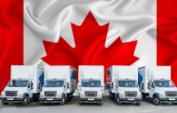 Canadian Flag and Trucks