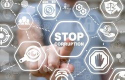 Concept photo of stopping bribery and corruption.