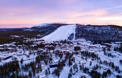 Aerial view of Levi ski village in Lapland, Finland