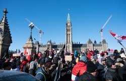 Canadian Truckers in front of Parliament