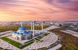 View of Astana Grand Mosque in Astana, Kazakhstan