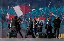 Hamas leader Yehya Al-Sinwar Speaks at a Rally