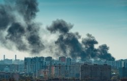 smoke over moscow skyline