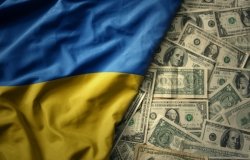 Ukrainian Flag and US Dollars