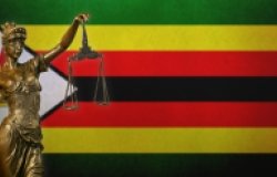 Symbol of Lady Justice and Flag of Zimbabwe