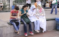Four Turkish Women Sitting in a Row