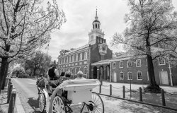 Independence Hall in black & white
