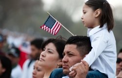 Small girl holding USA flag