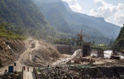 Construction site of the Upper Marsyangdi Hydropower Project in the Annapurna Region, Bhulbhule, Nepal.