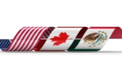 Curved Ribbon of US, Canada, and Mexico Flags