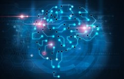 Blue artificial intelligence brain