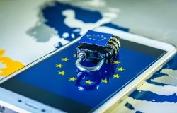 A Picture of a Phone Displaying the EU Flag, with a Lock on It
