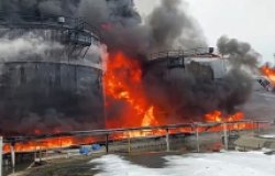  Russian oil tanks on fire from Ukraine Attack 