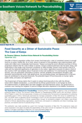 Food Security as a Driver of Sustainable Peace:The Case of Kenya Publication Cover