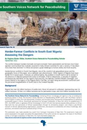 Herder-Farmer Conflicts in South East Nigeria: Assessing the Dangers Publication Cover