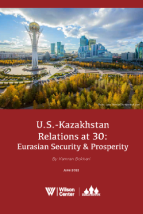 Cover of Kennan Institute report U.S.-Kazakhstan Relations at 30: Eurasian Security & Prosperity