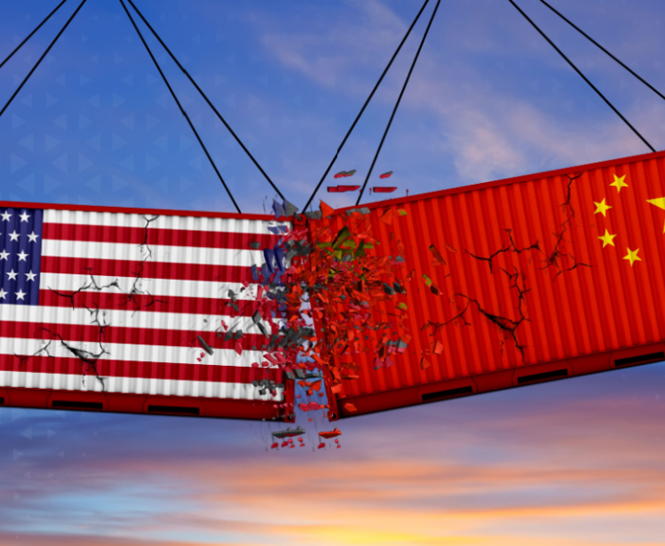 American and Chinese shipping containers colliding